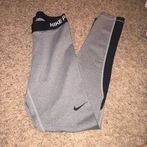 Grey and Black Nike Pro Leggings